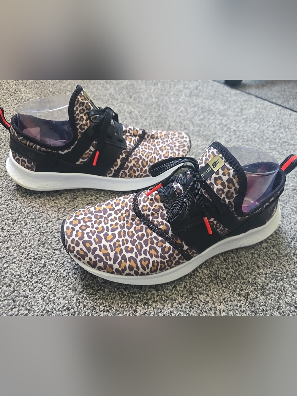 New Balance Women's Leopard Print Athletic Sneakers - Black/White/Gold Accents